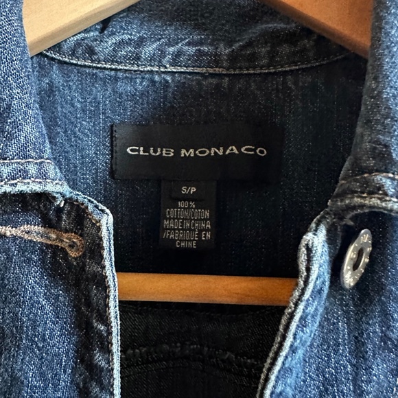 Club Monaco Fitted Cropped Dark Denim Jacket - Picture 4 of 5